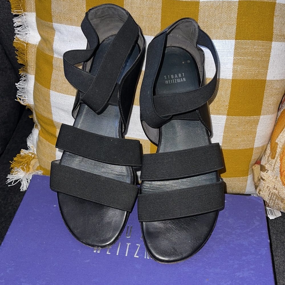 Original stuart weitzman  sandal black nappa color size 10